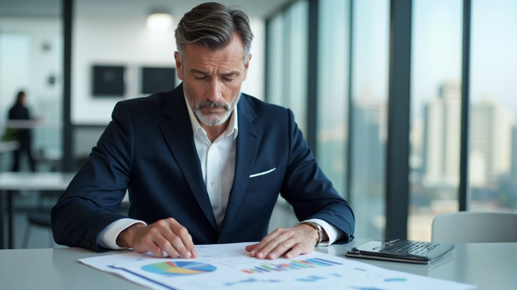 Профессиональный финансовый консультант анализирует экономические диаграммы и статистику