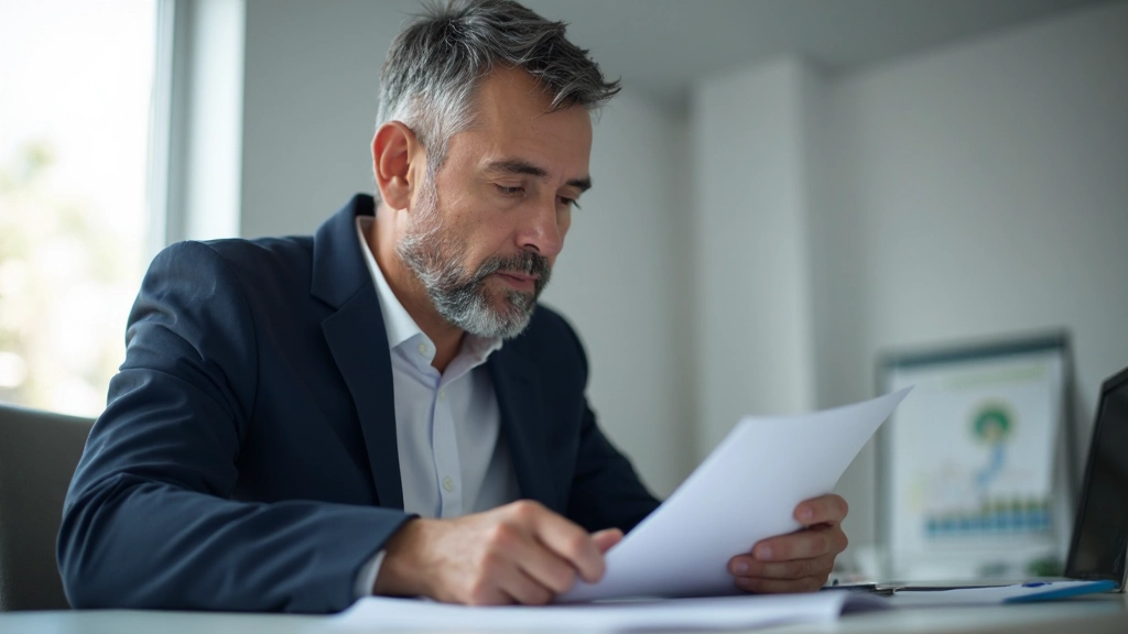 Professional financial advisor reviewing economic charts and statistics