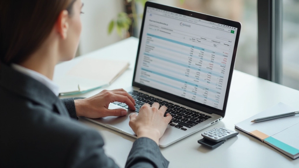 Профессиональное рабочее место с финансовыми документами, калькулятором и ноутбуком